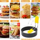 2 x 4 Inch Large Egg Rings for Frying Eggs, 2 Pack Stainless Steel Egg Cooking Rings Nonstick Round Egg Shaper Mold with Anti-scald Handle for English Muffins Pancake Cooking Griddle
