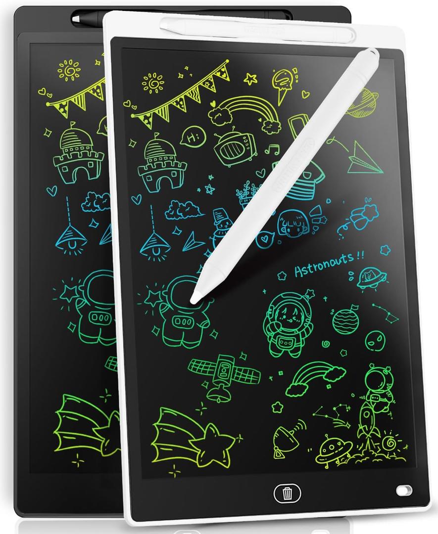 2 x [2 Pack] Genialba LCD Writing Tablet 8.5-Inch Colorful Doodle Board, Toddler Learning Educational Toys Gifts for 3-8 Years Old Girls and Boys, Electronic Drawing Pad for Kids (Black&White)