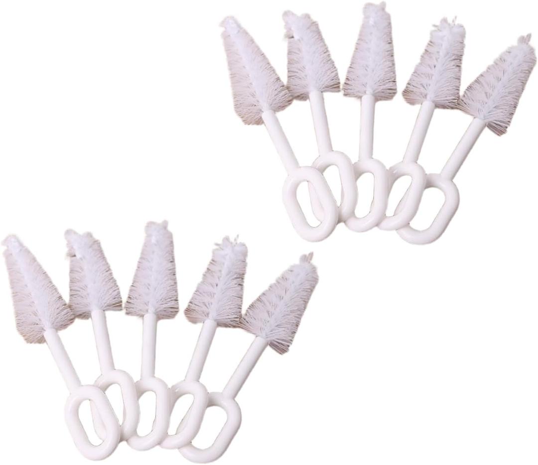 10Pcs White Pacifier Cleaning Set,Nipple Cleaner Nipples Brush Cleaning Tools Professional Bristle High Density Pacifier Soother Accessories,Bottle-Feeding