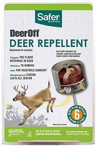 Safer 5962 Deer-Off Deer Repellent Stations - 6 Waterproof Deer Repelling Stakes for Gardens and Lawns - All Season Protection