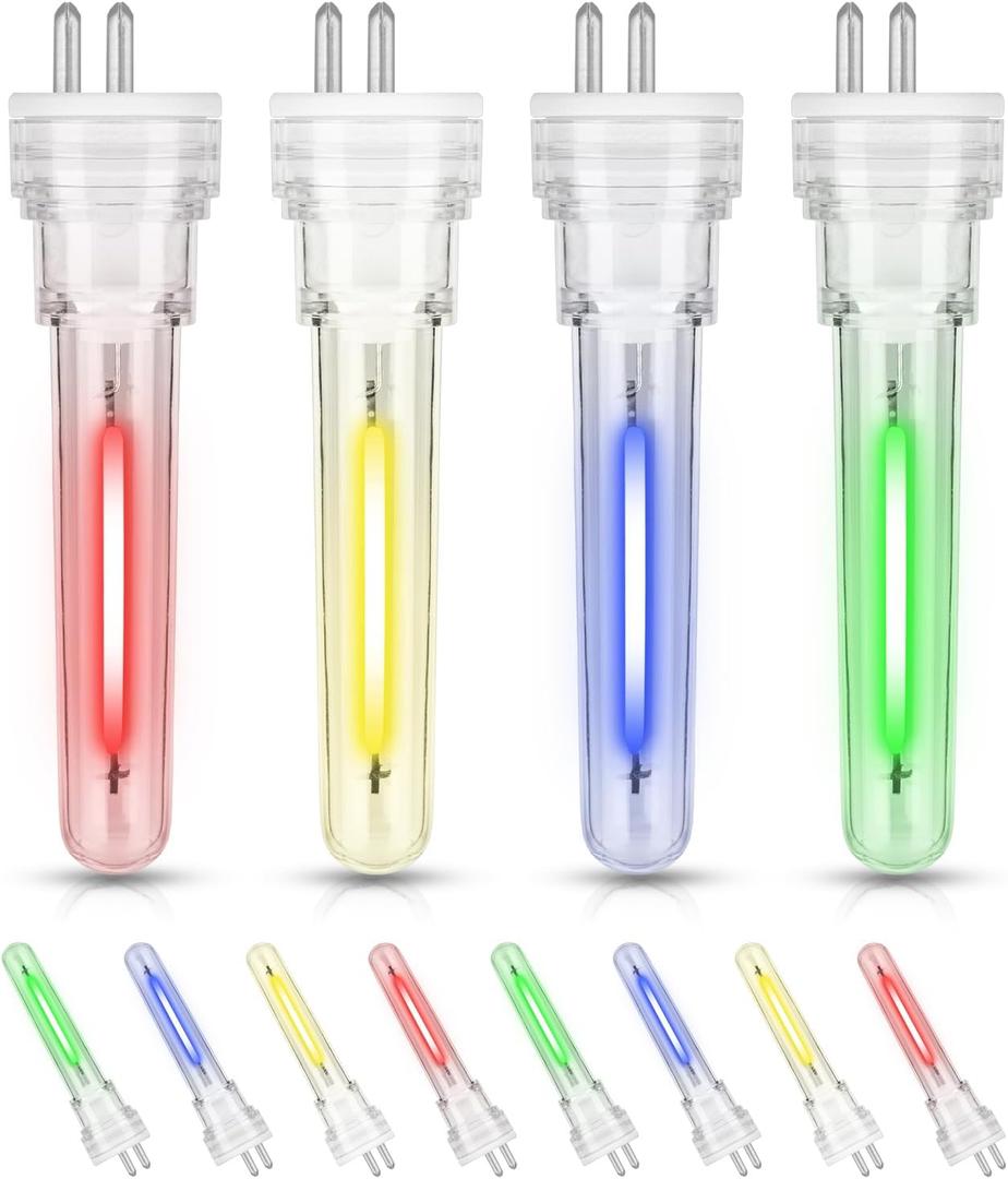 DGE S14 Outdoor Color 8 Pack Replacement String Light Bulbs 1.5 Watt LED Color Replacement Light Bulb, Shatter-Proof and Waterproof IP65.