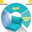 AAAAAcessories Outdoor Deep Seat Cushions, Waterproof, Fade-Resistant Patio Furniture Replacement Cushions, 23.5" x 25.5" x 5" + 23.5" x 13.5", Set of 2, Turquoise Blue