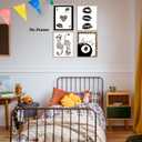 Boat Wades Black and White Leopard Wall Art Prints Set of 4, Cheetah Print Room Decor, Retro Leopard Poker Lips Lucky 8 Ball Posters Pictures Wall Decor for Girls Bedroom Apartment, 8x10 Unframed