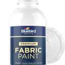 BLUEBIRD Fabric Paint, White, 8.5 Fl Oz, Permanent Fabric Paints for Clothes, and Furniture Upholstery