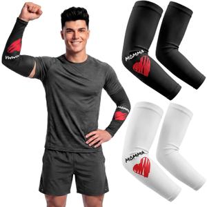 Unittype 2 Pairs Momma Arm Sleeve for Youth Baseball Compression Arm Sleeve | White & Black, Cooling Sun Protection Arm Sleeve, Gifts for Football Sports Basketball Running Cycling Outdoor Activities