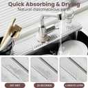 Diatomite Faucet Mat for Kitchen Sink - Fast Drying Sink Splash Guard, Multi-Slope Fast Self-Draining Stone Sink Mat for Kitchen Faucet, Sink Faucet Mat Splash Guard Keep Countertops Dry (23.6"x4.5")