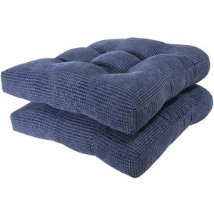 Arlee Chair Cushions for Dining Chairs, Set of 2 - Memory Foam Chair Pads, Non-Skid Backing - Durable Thick Seat Cushions for Kitchen, Office, Patio, 15.5" L x 15.5" W - Marjorie Blue
