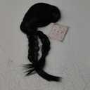 M MISS U HAIR Long Straight Black Braids Wig with Bangs Pigtails Wig with Necklace Halloween Party Costume Wig