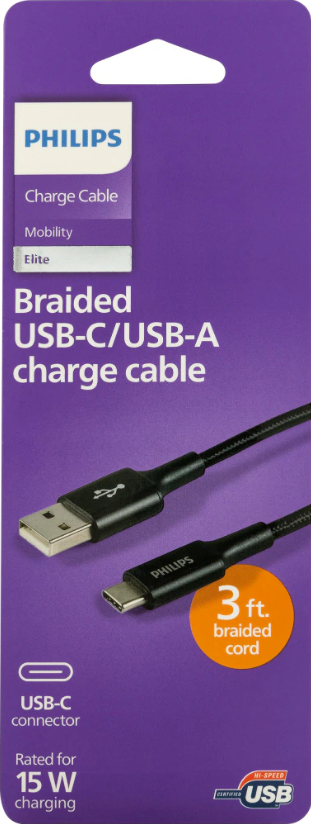 Philips USB-A to USB-C Charge Cable