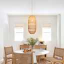 Rattan Pendant Light FixtureFarmhouse Chandelier Boho Handmade Rattan Hanging Ceiling Lamp Shade, Rustic Cottage Hand Woven Lampshade for Kitchen Island, Living Room, Bedroom, Hallway, Bar, 9.84" W x 23.2" H