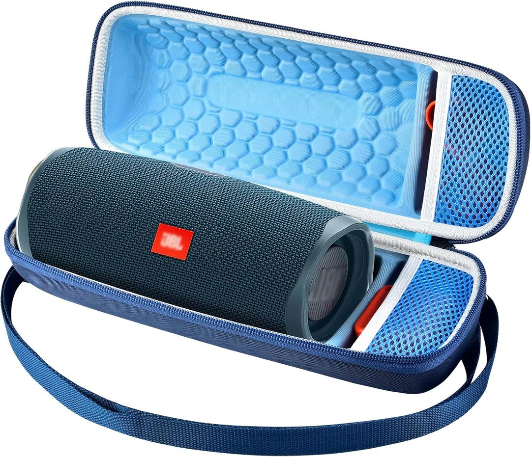 Hard Travel Case for JBL Charge 4/ Charge 5 Waterproof Bluetooth Speaker. Carrying Storage Bag Fits Charger and USB Cable - Blue+ Inside Blue (Case Only)