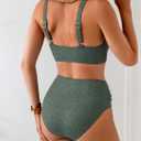 Eomenie Bikini Sets for Women High Waisted Two Piece Bathing Suit U Wired V Neck Swimsuit Adjustable Straps Swimwear