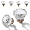 CEYMIO Crystal Drawer Knobs Cabinet Knob Antique Drawer Pulls, Kitchens Closet Dresser Drawers Cupboard Wardrobe Vintage Tiradores para Gabinetes De Cocina, Crystals Clear Champagne Bronze Base