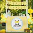 3 x RoundFunny 43 Pcs Lemonade Stand Supplies 45" x 31" Tablecloth, 2 Fresh Lemon Garland, 40 Balloons for Fresh Squeezed Lemonade Stand Decorations Kit Summer Picnic Lemon Birthday Party(Yellow,Check), 45 x 32 inches