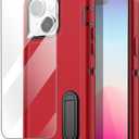 AICase for iPhone 15 Plus Case Built-in Stand with Glass Screen Protector,Heavy Duty Drop Protection Full Body Rugged Shockproof Military Protective Tough Durable Cover for iPhone 15 Plus 6.7"_6 (Energy Red/black+Glass Protector)
