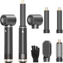 5 in 1 Hair Styler Curler & Hair Dryer Brush, Low-Speed Negative Ionic Air Styler Drying, Multi Hair Styler, Professional Blow Dryer Brush for Curling Volumizing Straightening Styling(Gray Gold)