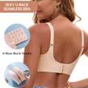 Womens Deep V Bras Wireless Comfortable Bra Supportive No Underwire Bras Tshirt Push Up Bralettes Plunge Seamless Bra (Beige, XL)