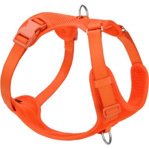 No Pull Dog Harness for Small Medium Large Dogs - Adjustable 2 Layer Mesh Dog Vest with Dual Clip, Escape Proof, Quick Release, Lightweight Breathable Mesh for Walking Hiking (Orange,M) (M(Neck:18.5-25.6",Chest:20.9-30.7"))