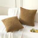 FUTEI Khaki Throw Pillow Covers 20x20 Inch Set of 2,Furry Faux Fur Teddy Boucle Textured Cushion Covers,Soft Fluffy Decorative Pillow Case,Home Decor for Couch Bed Living Room Office Car