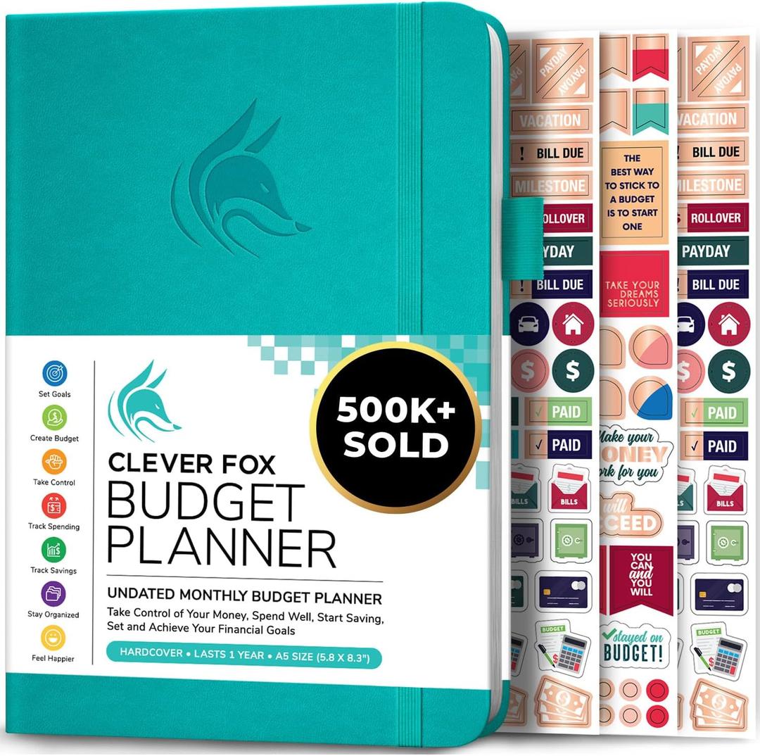Clever Fox Budget Planner - Expense Tracker Notebook. Monthly Budgeting Organizer, Finance Logbook & Accounts Book, Bill Tracker, A5 (Turquoise)