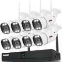 Anssipo 8 Channel Security Camera System Wireless with Two-Way Audio/AI Face/Motion Detection/Color Night Vision, 8X 3MP WiFi Surveillance Cameras Indoor Outdoor, H.265+ 8CH WiFi NVR, NO Hard Drive