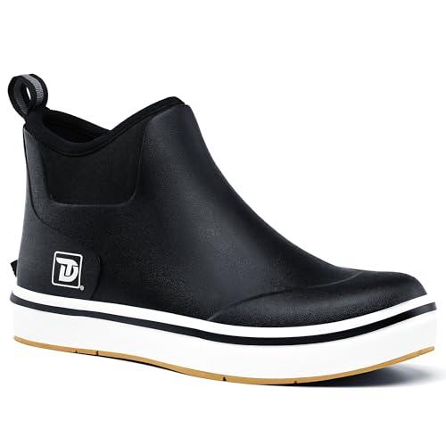 Trudave Mens Deck Boots, Waterproof Rubber Fishing Rain Boots, Anti-slip Short Ankle Shoes for Outdoor Fishing, Boating, Size 12