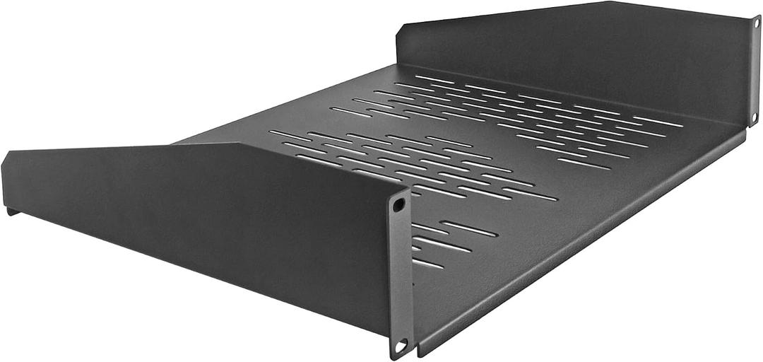 RIVECO 19 2U Rack Shelf Server Cabinet Mount Vented Cantilever Tray for Network Equipment, 14 Inches 35 CM Depth, Black