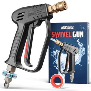 McKillans Short Pressure Washer Gun with Swivel - High Pressure Water Handle with 3/8" Male Plug and 1/4 Quick Connector Coupler - Power Washer Gun Compatible with Foam Cannon - Car Wash Foam Gun