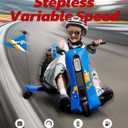 ELEMARA Electric Drift Kart for Kids Age 6-14, Drifting Go Kart for Kids with Stepless Speed, Adjustable Seat,12V 5 MPH Kids Go Cart with Bluetooth, Music, Light, Navy