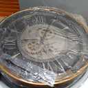 24 Inch Wall Clock with Moving Gears Large Industrial Steampunk Metal Clock Antique Gold Oversized Farmhouse Decor Wall Clock for Living Room Home Office(Bronze Brown-Arabic Numerals)