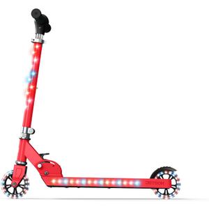 Jetson Scooters - Jupiter Kick Scooter (Red) - Collapsible Portable Kids Push Scooter - Lightweight Folding Design with High Visibility RGB Light Up LEDs on Stem, Wheels, and Deck