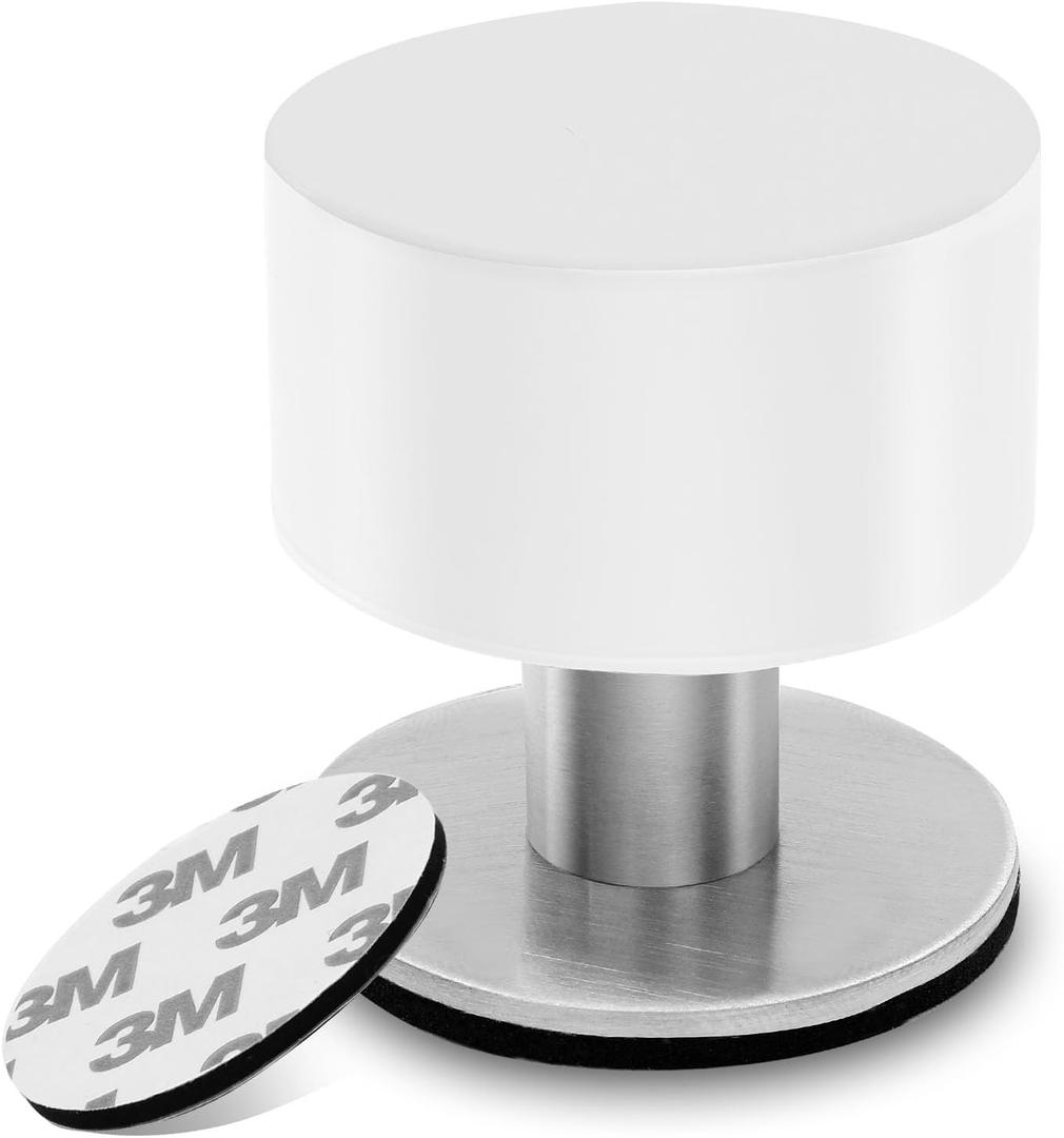 White Door Stops with Extra Stickers, No Drill Heavy Duty Rubber Doorstops,Sound Dampening Door Stopper for Bottom of Door, Home & Office Use, 2 Pack