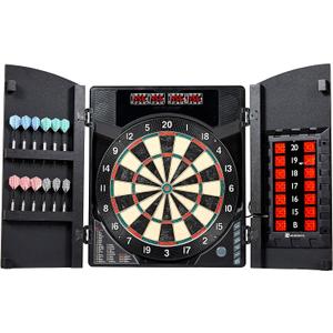 MD Sports Dartboard Cabinet Multiple Styles Electronic Dartboard With Digital X/O Cricket Scorekeeping and Dart Set, Perfect for Cricket Games