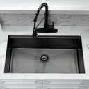 33x19 Inch Black Undermount Kitchen Sink with Faucet Combo, 33x19x10 Inch, Black Stainless Steel Single Bowl Workstation Sink 10 Inch Deep with Cutting Board, Colander & Grid, for Modern Kitchen