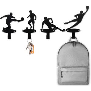 Soccer Medal Hanger Display  4-Pack Vibrant Soccer-Themed Wall Hooks for Medal Display & Soccer Room Decor  Durable, Multi-Size Coat Hooks for Home Organization