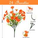 Waipfaru Fall Flowers Artificial for Decoration, 24 Bundles Fake Fall Flowers, UV Resistant Artificial Petunias Plants for Outdoors, Home Decor Planter Porch Decoration, Pot Not Include, Orange