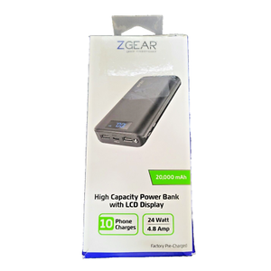 ZGEAR High Capacity Power Bank with LCD Display 20000 mAh