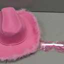 Pink Cowboy Hat with Heart Shaped Sunglasses,Pink Cowgirl Hat with Feather Boa,Cowgirl Hat for Costume Dress Up,Cowboy Themed Party,Bachelorette Party