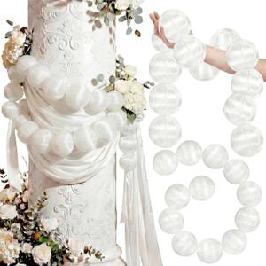 Wedding Pearl Ball Garland Ornament Beads Wedding Hanging Ball Garland Decor for Bridal Shower Engagement Baby Shower Photo Background Decoration and Decor DIY Craft (3.1inch x 40inch)