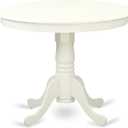 East West Furniture ANBO5-LWH-W 5 Piece Dinette Set for 4 Includes a Round Kitchen Table with Pedestal and 4 Dining Chairs, 36x36 Inch, Linen White