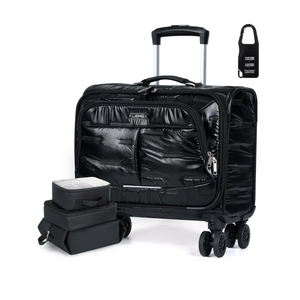 Lekebobor Rolling Laptop Bag Rolling, Laptop Briefcase on Wheels with 3 Packing Cubes for Women Fits Up to 15.6Inch computer Bags Water Resistant for Work Travel and Business, Black