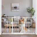 Fairy Baby 53.1"-62.5" Extra Wide Baby Gate for Stairs, Pressure Mounted Dog Gates for Doorways Indoor, Auto-Close Metal Pet Gate for House, No Drill Easy Walk Thru Safety Child Gate with Door, White