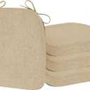 ELFJOY Chair Cushions for Dining Chairs Kitchen Chair Cushions U Shape Non Slip Chair Pads Set of 4 Seat Cushions with Ties Indoor 16.7" x 16" Beige