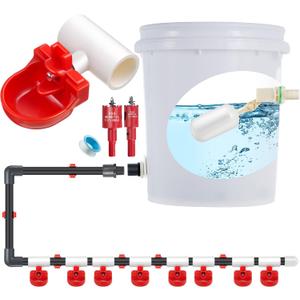 Dreyoo 8 Pack Automatic Chicken Waterer, Complete Set with 1/2'' PVC Tee Fittings, Float Valve Controlled Automatic Chicken Nipple Waterer Cups