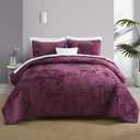 Liians Velvet Bedspread Quilt Bedding Sets, Luxury Elegant Ultra Soft Velvet Comforters Coverlet Blankets, Weave Stitching Pattern Cotton Quilted Bedspread for All Seasons, Purple, Queen Size