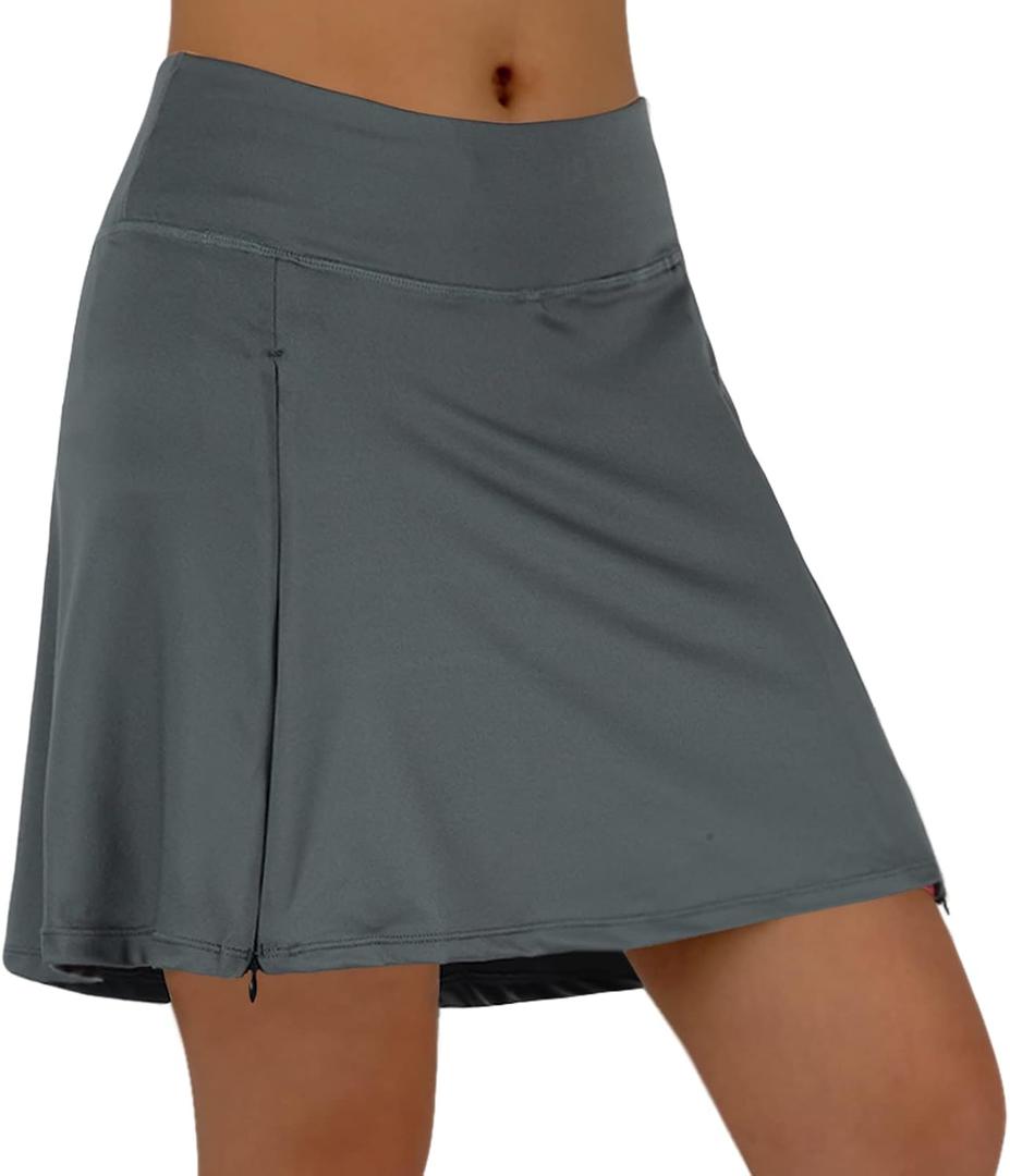beroy Women Quick Dry and Breathable Cycling Skirt Shorts, Bike Skorts Pantskirt with 3D Padded (3X-Large, Grey/Pink)