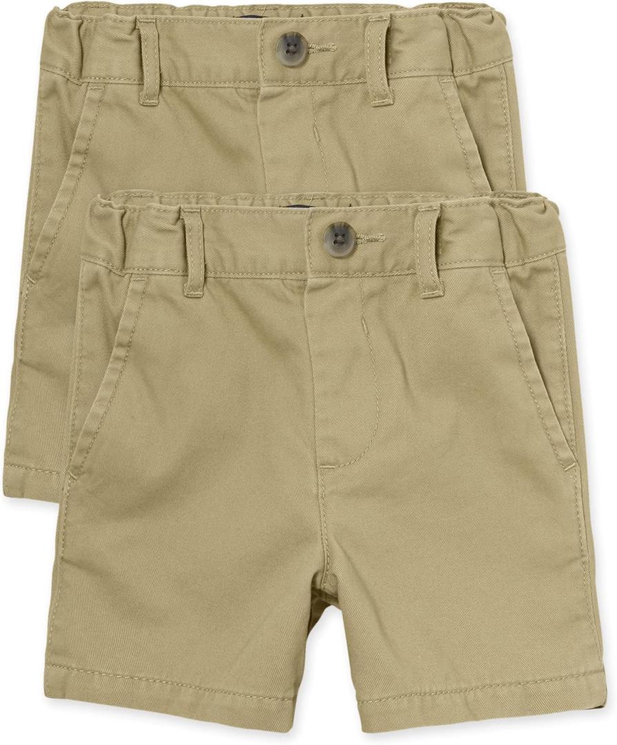The Children's Place Baby Boys Chino Shorts (6-9 Months, Flax 2-pack)