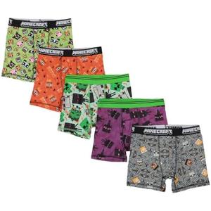 Bioworld Youth Boys Minecraft Boxer Brief Underwear 5-Pack - Pixelated Comfort for Gamers 8