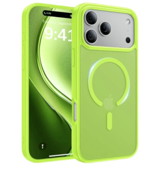 Magnetic for iPhone 17 Pro Max Case, [Anti-Slip] [Military-Grade Drop Protection] [Camera Protection] Skin-Friendly Slim Shockproof Protective Case for iPhone 17 Pro Max, Fluorescent Green