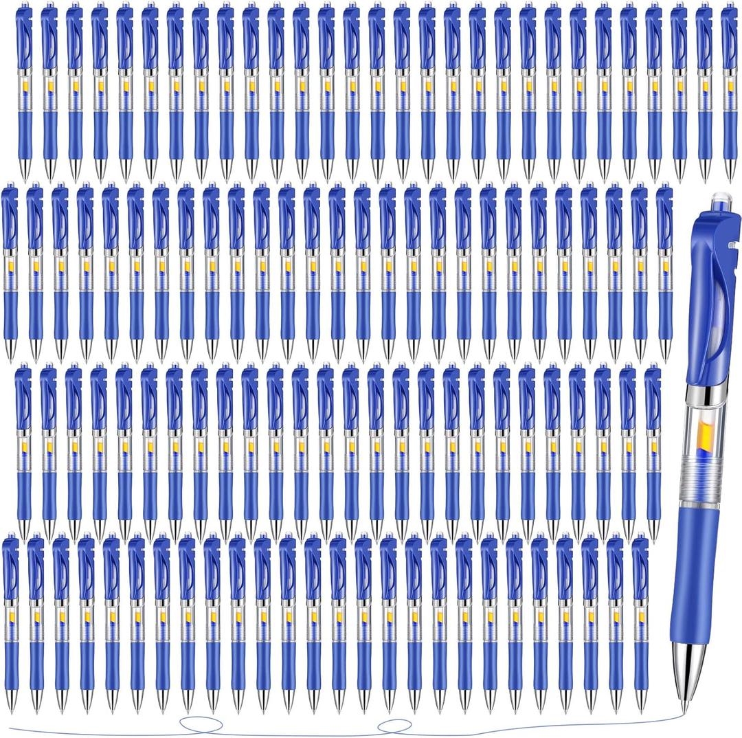 Spakon 200 Pieces Gel Pens Bulk Retractable Ink Ballpoint Pen Bulk Rolling Ball Medium Point 0.5mm Ballpoints with Soft Grip for Journal Writing Office Home(Blue)